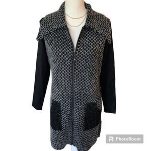 Vintage Alison Sheri Zip Up Cllared Sweater Jacket